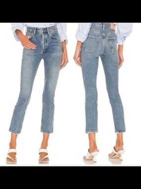 Citizens Of Humanity Jolene Cropped High-Rise Straight Jeans in Medium Dark Blue